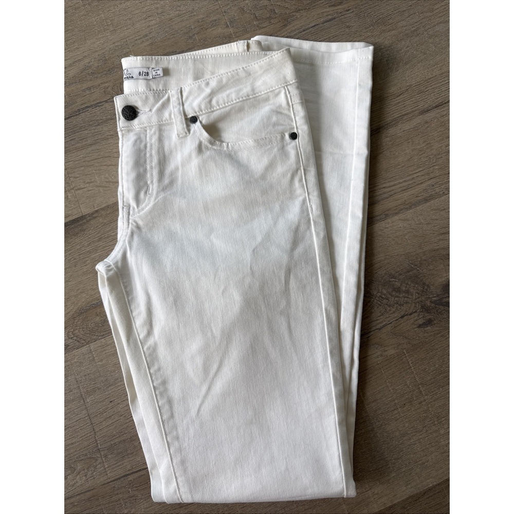 PrAna Jeans Women's 6/28 White Denim Ankle Jeans 30" Inseam Spring Casual